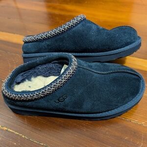UGG KIDS TASMAN II SLIPPERS 1019066K Size 4 Navy Blue Suede Plush Wool Clog